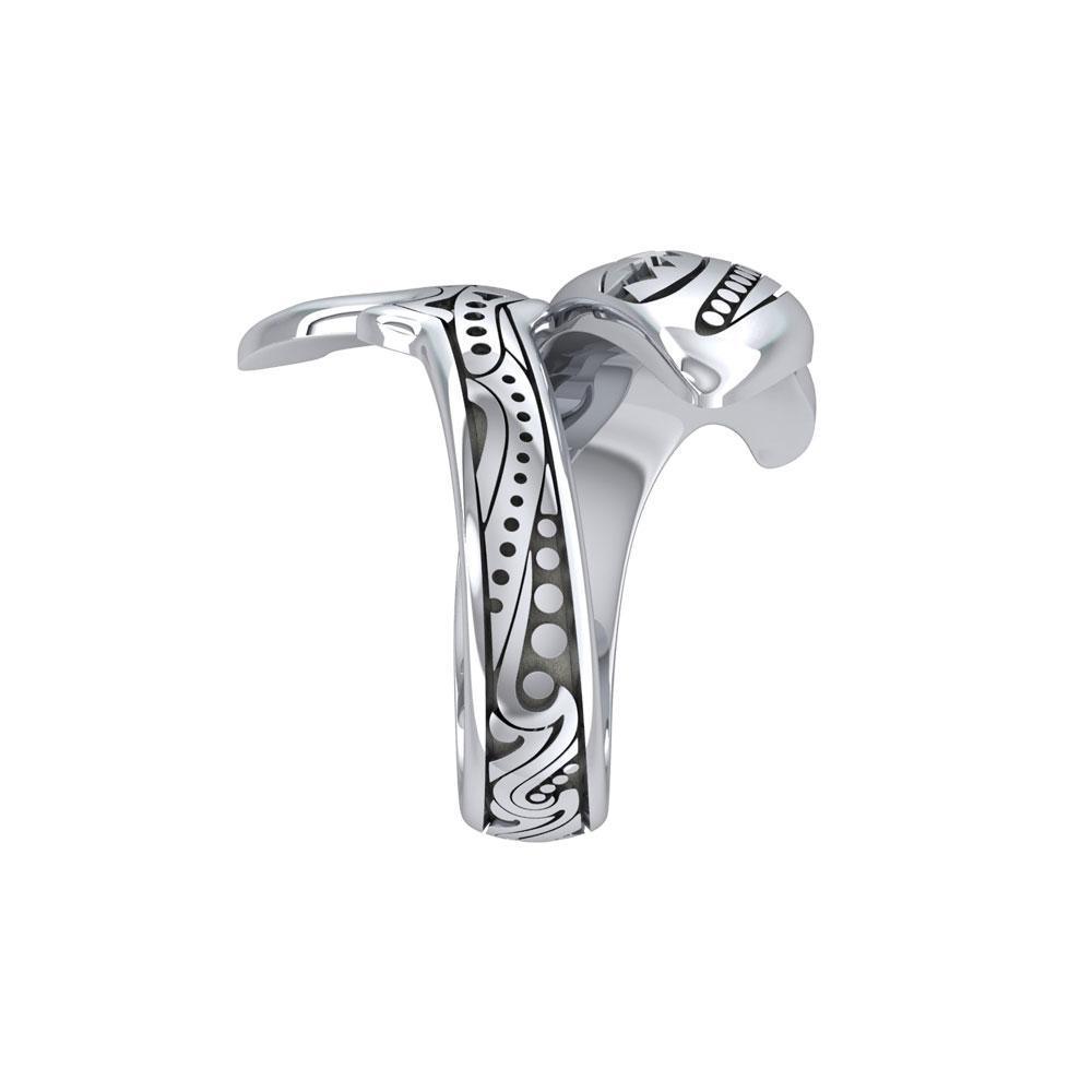 Silver Aboriginal Blue Shark Spoon Ring TRI1769