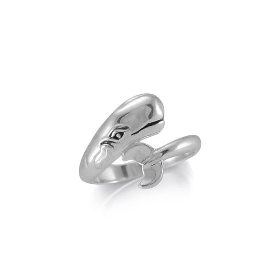 Moby Dick the giant White Sperm Whale Silver Ring TRI1809