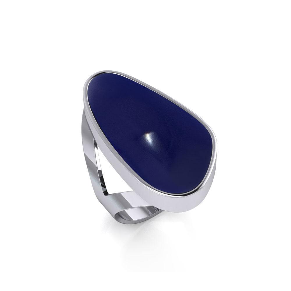 Modern Abstract Inlaid Silver Ring TRI512