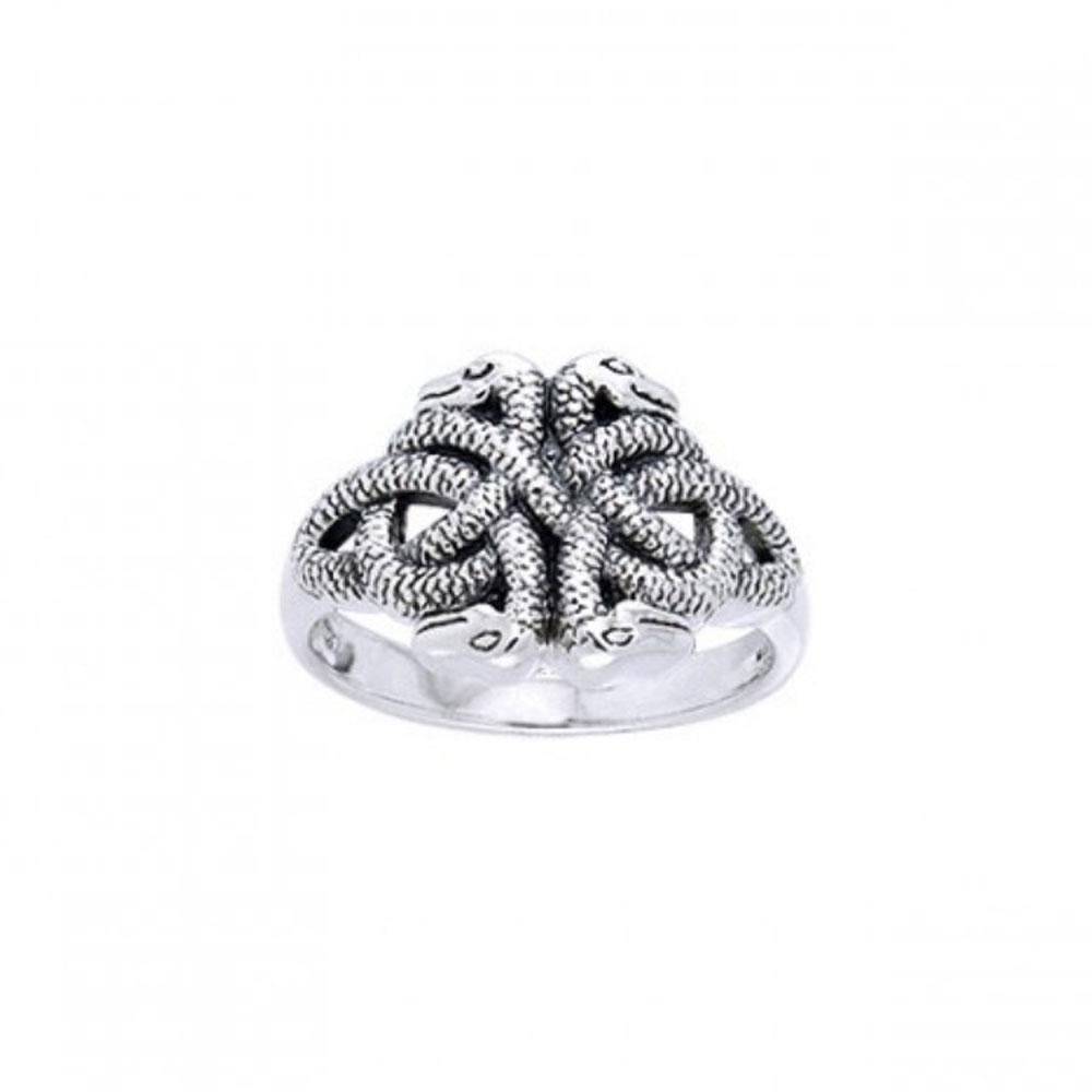 In his magnificent element ~ Celtic Knotwork Snake Sterling Silver Ring TRI565