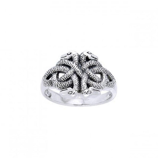 In his magnificent element ~ Celtic Knotwork Snake Sterling Silver Ring TRI565