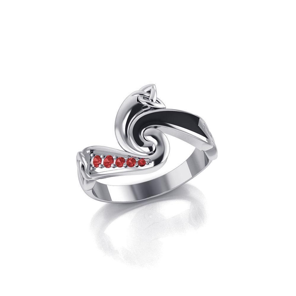 A Celtic tradition to behold ~ Sterling Silver Celtic Triquetra Ring with Gemstones TRI636