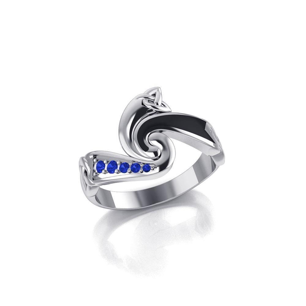 A Celtic tradition to behold ~ Sterling Silver Celtic Triquetra Ring with Gemstones TRI636