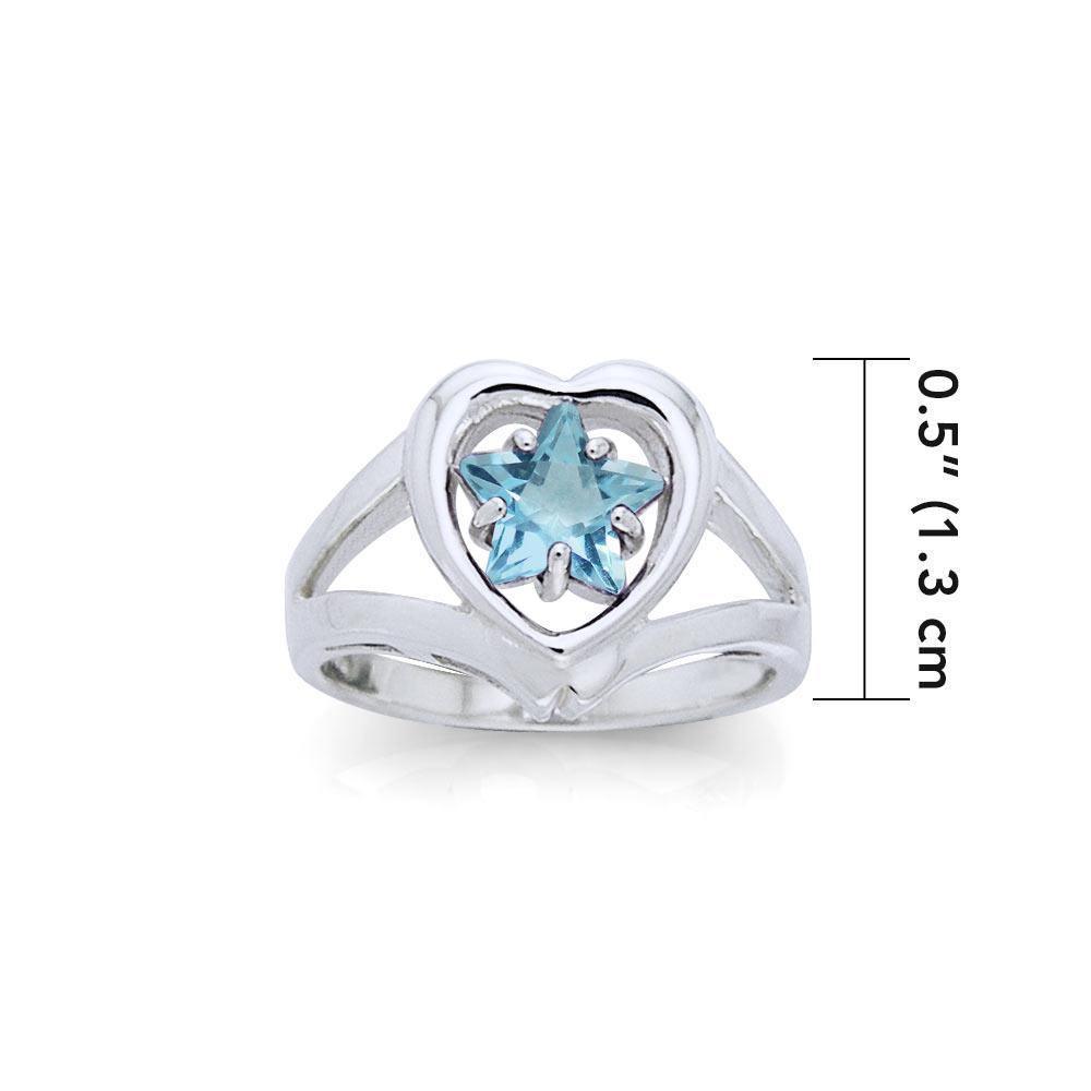 Designer Elegant Cubic Zirconia Star and Heart Ring TRI728