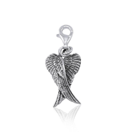Angel Wings Silver Clip Charm TWC085