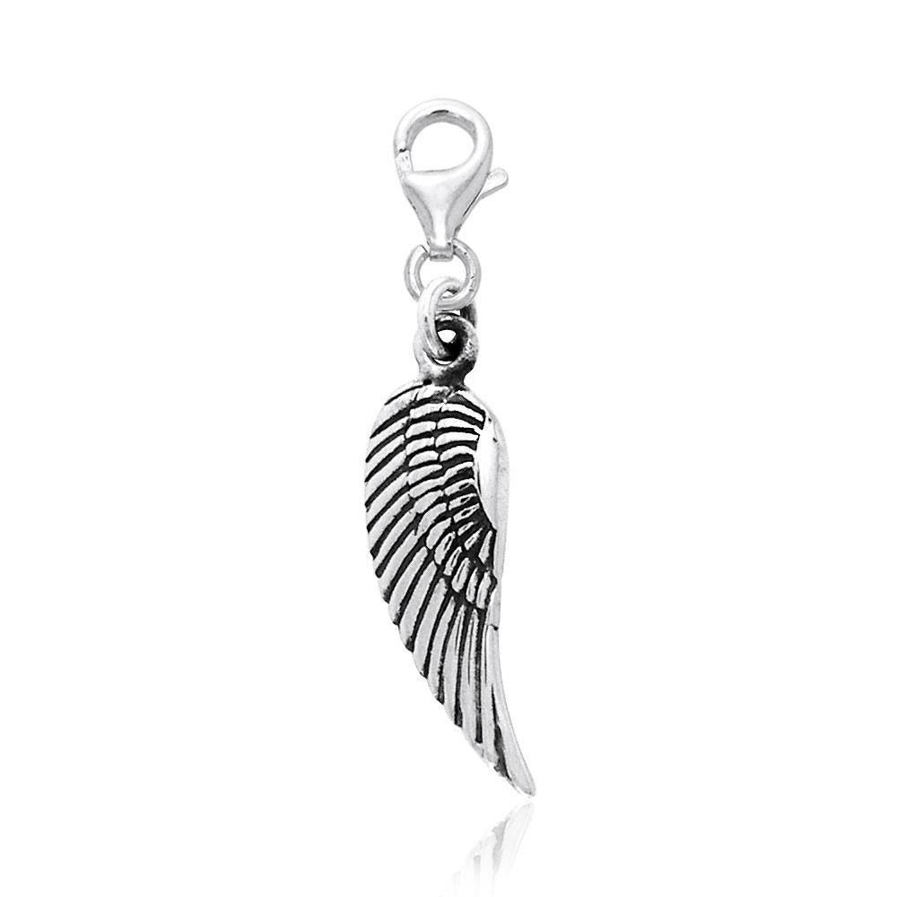 Angel Wing Silver Clip Charm TWC086