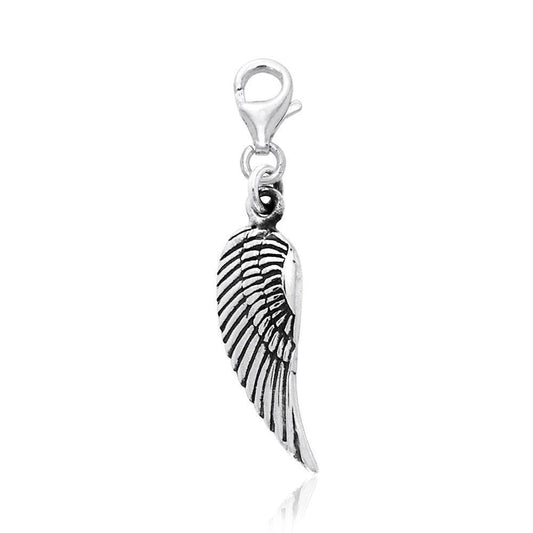 Angel Wing Silver Clip Charm TWC086