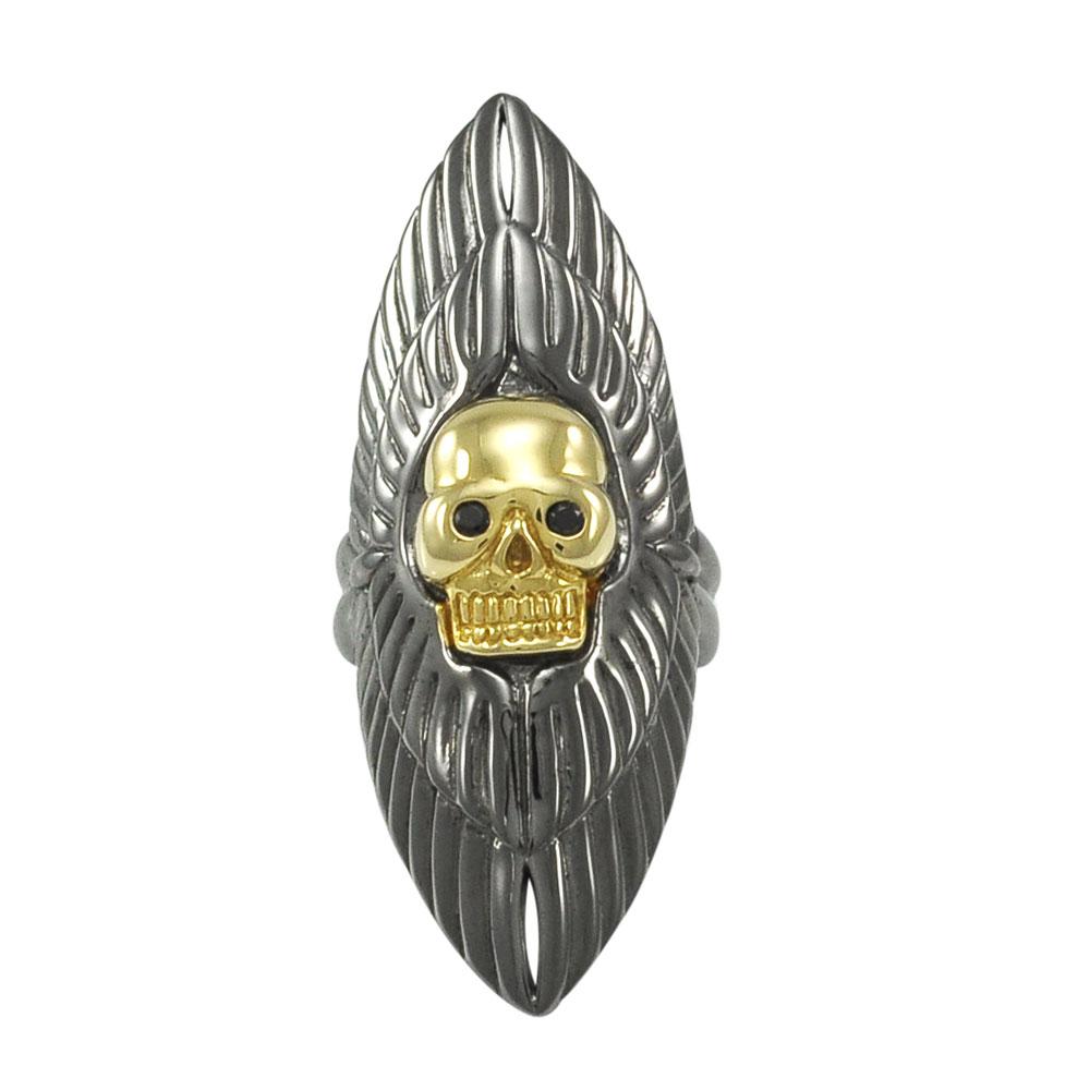 Black nickle Plate over Winged & Skull  Alloy Ring by Amy Zerner ARI1199