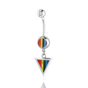 Rainbow Triangle Silver Belly Button Ring BJ024 Body Jewelry