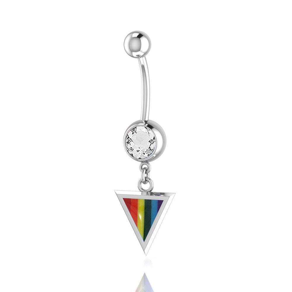 Rainbow Triangle Silver Belly Button Ring BJ024 Body Jewelry
