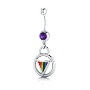 Rainbow Encircled Triangle Silver Belly Button Ring BJ025 Body Jewelry