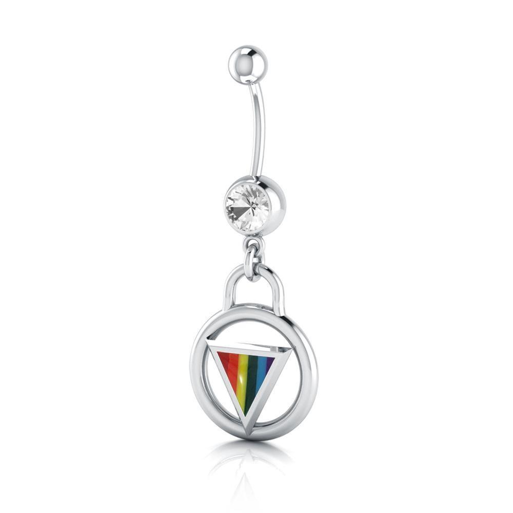 Rainbow Encircled Triangle Silver Belly Button Ring BJ025 Body Jewelry