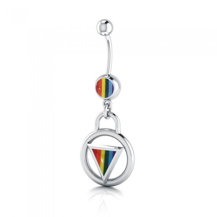 Rainbow Encircled Triangle Belly Button Ring BJ025