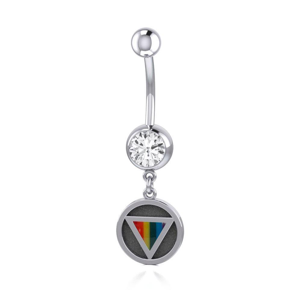 Rainbow Encircled Triangle Silver Belly Button Ring BJ026 Body Jewelry