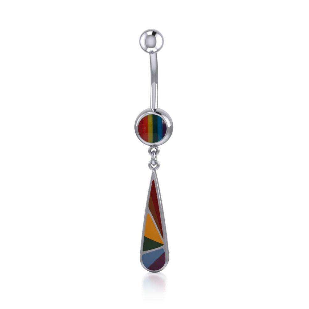 Rainbow Teardrop Silver Belly Button Ring BJ027 Body Jewelry