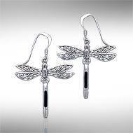 Dragonfly Silver Earrings with inlaid Stone JE183 Earrings