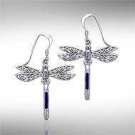 Dragonfly Silver Earrings with inlaid Stone JE183 Earrings