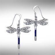 Dragonfly Silver Earrings with inlaid Stone JE183 Earrings
