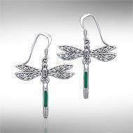 Dragonfly Silver Earrings with inlaid Stone JE183 Earrings