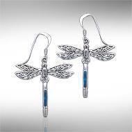 Dragonfly Silver Earrings with inlaid Stone JE183 Earrings