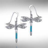 Dragonfly Silver Earrings with inlaid Stone JE183 Earrings