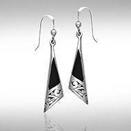 Silver Filigree Earrings with Gem Inlay JE198 Earrings