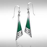 Silver Filigree Earrings with Gem Inlay JE198 Earrings
