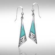 Silver Filigree Earrings with Gem Inlay JE198 Earrings