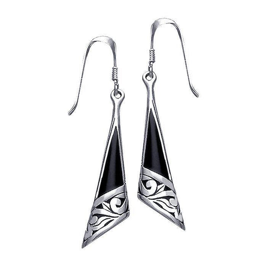 Silver Filigree Earrings with Gem Inlay JE198
