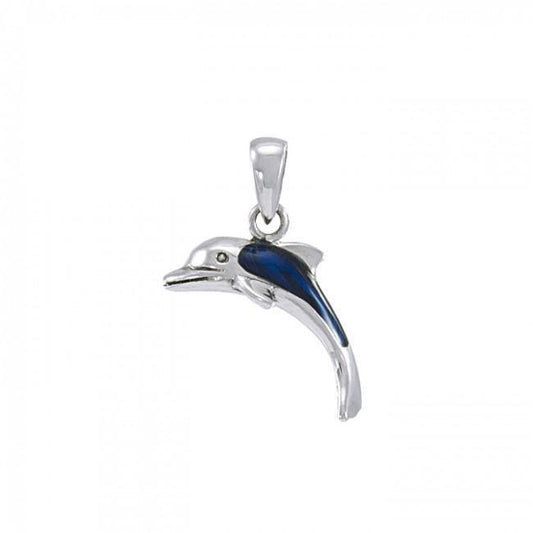 Silver and Paua Shell Dolphin Pendant JP067 Pendant