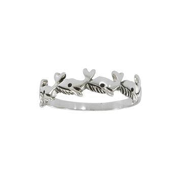 Small Whale Pod Sterling Silver Ring JR101 Ring