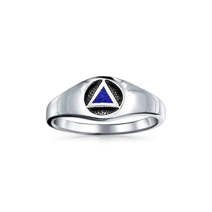 Triangle Symbol with Inlay ~ Sterling Silver Ring JR126 Ring
