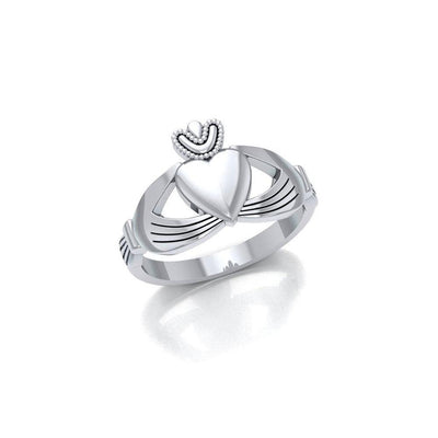 Take my love for a lifetime ~ Celtic Knotwork Irish Claddagh Sterling Silver Ring JR348 - Wholesale Jewelry