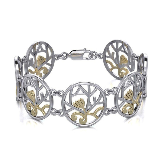 We are born to embrace the Tree of Life ~ 14k Gold accent and Sterling Silver Jewelry Bracelet Bracelet