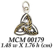 Awe-inspired by the Holy Trinity ~ Celtic Knotwork Trinity Sterling Silver Pendant Jewelry with 18k Gold accent MCM179
