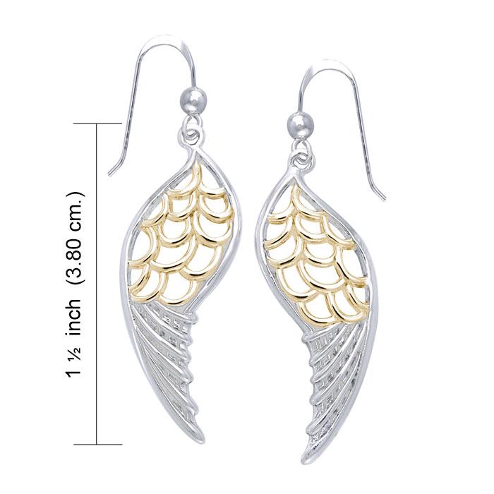 Feel the Angel’s Gentle Wings ~ Silver and Gold Jewelry Dangling Earrings MER1131 - Peter Stone Wholesale