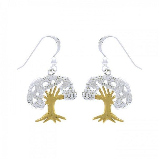 Tree Silver with Gold Accented Earrings MER1364