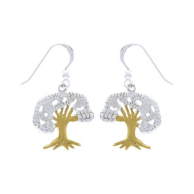 Tree Silver with Gold Accented Earrings MER1364
