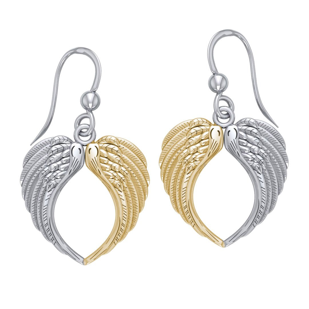 Feel the Tranquil in Angel’s Wings ~ Silver and Gold Jewelry Earrings MER1671 - Peter Stone Wholesale