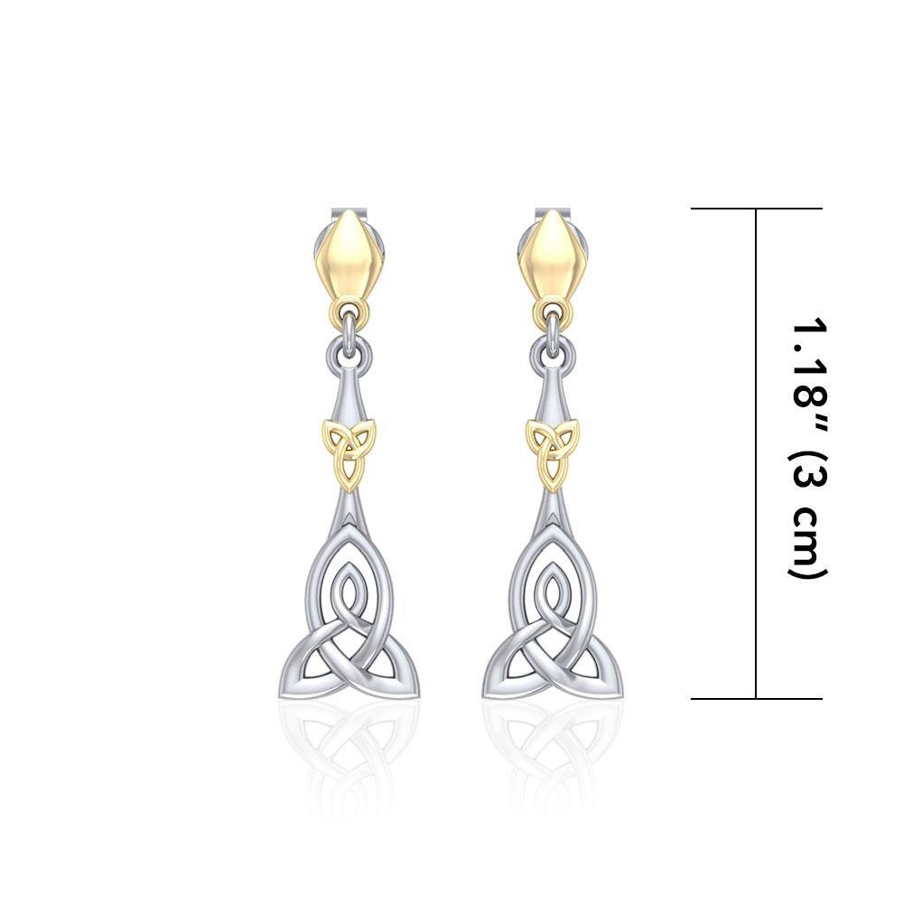 Celtic Trinity Knot Silver and Gold Post Earrings MER1678 Earrings