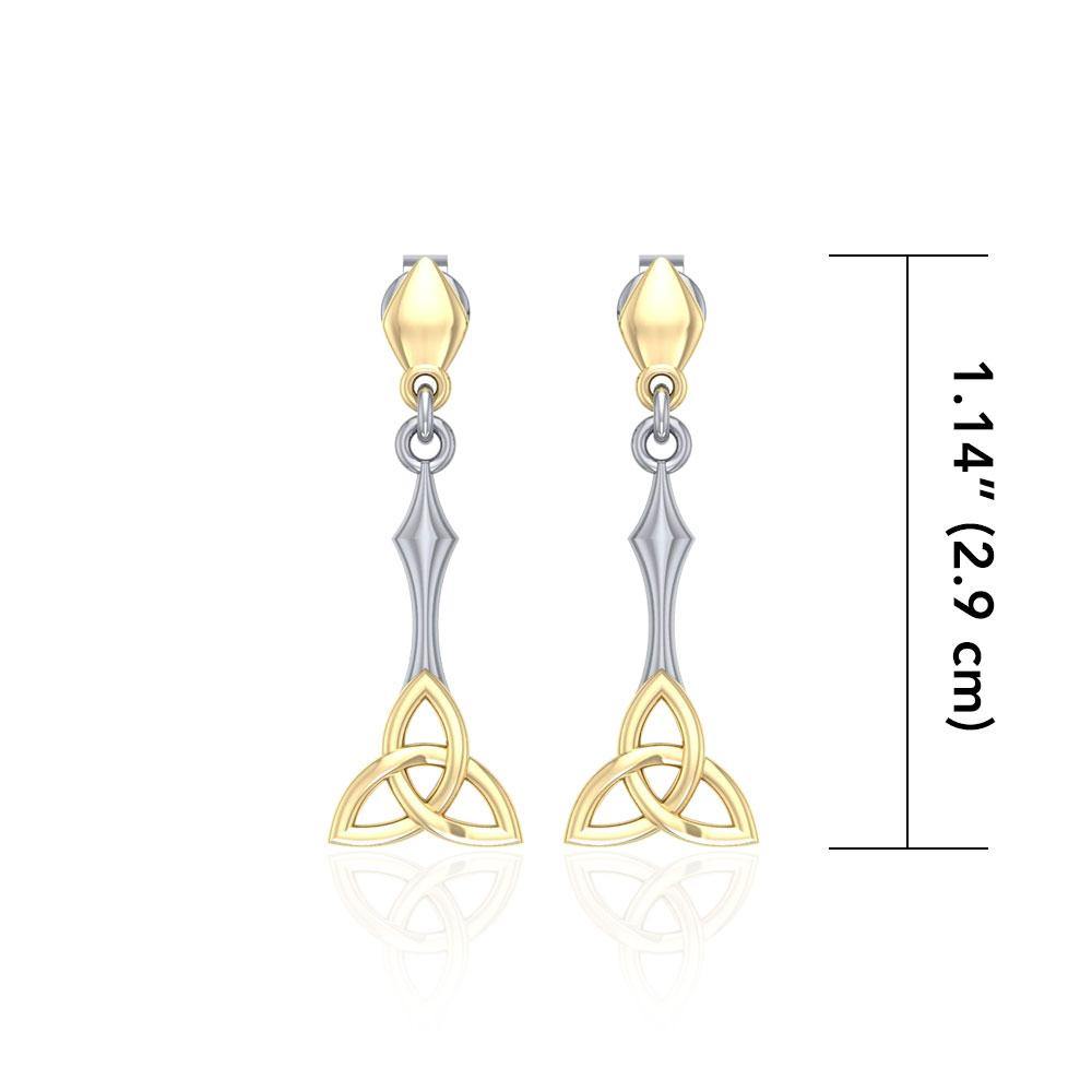 Celtic Trinity Knot Silver and Gold Post Earrings MER1679 Earrings