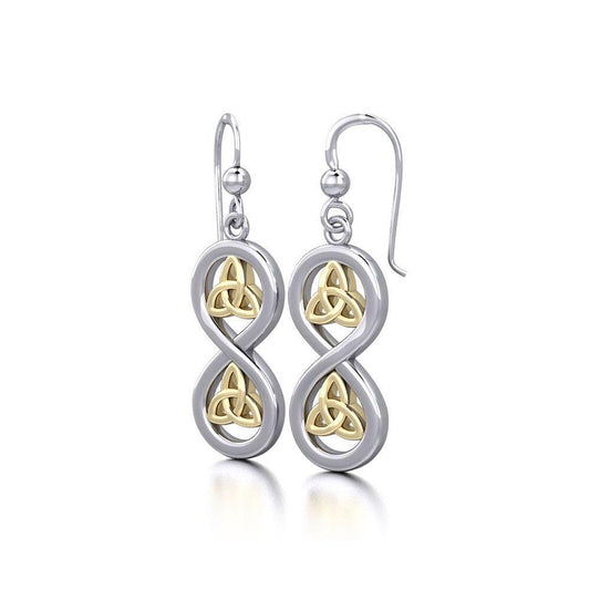Infinity with Trinity Knot Silver and Gold Earrings MER1736 Earrings