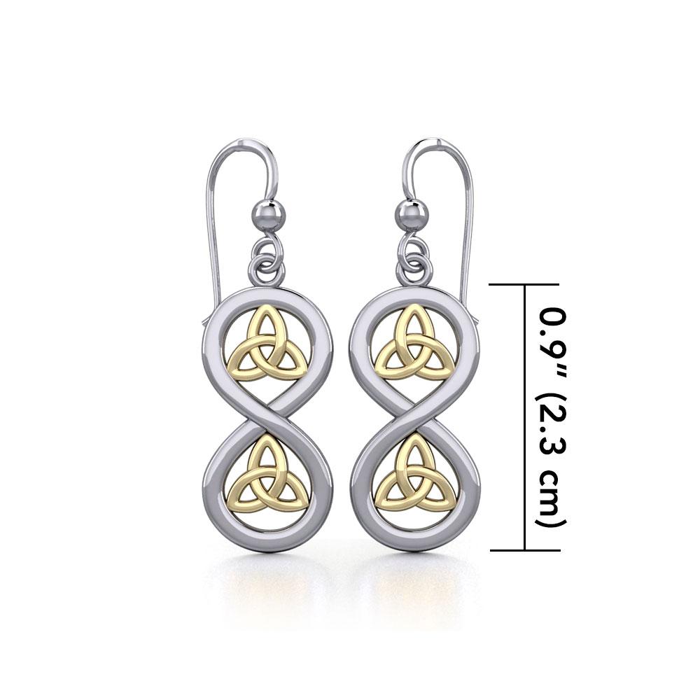 Infinity with Trinity Knot Silver and Gold Earrings MER1736 Earrings