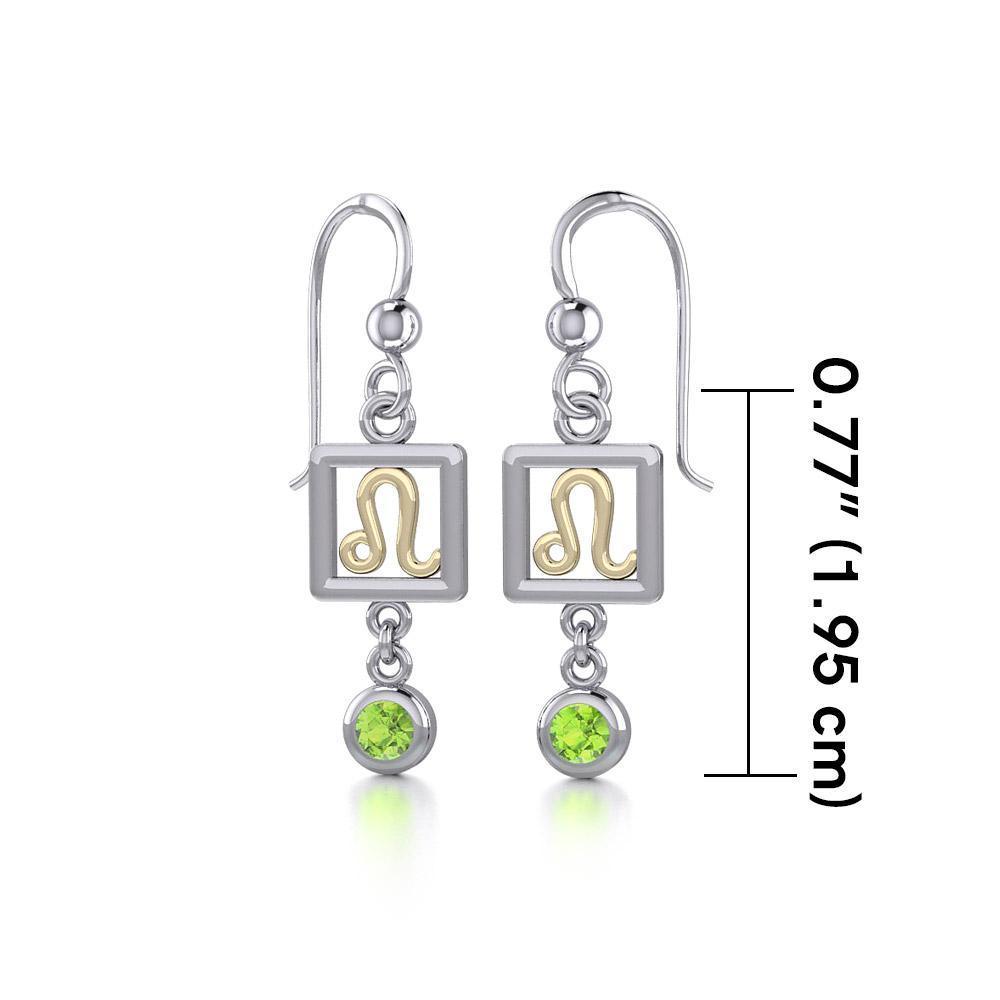 Leo Zodiac Sign Silver and Gold Earrings Jewelry with Peridot MER1773 - Peter Stone Wholesale