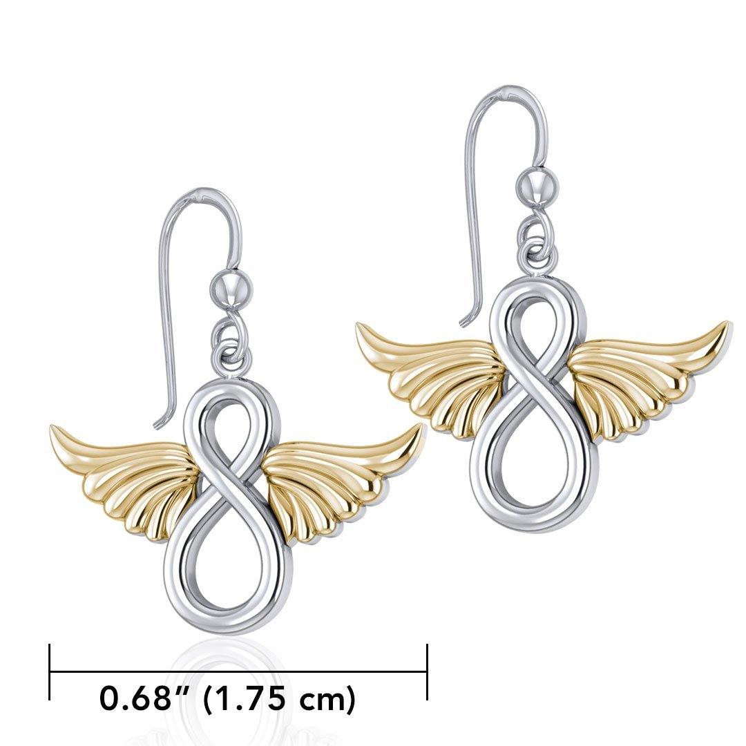 Angel Wings and Infinity Symbol Silver and Gold Earrings MER1781 - Peter Stone Wholesale
