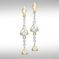 Black Magic Hanging Triangles Silver & Gold Earrings MER397 Earrings