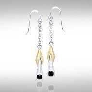 Black Magic Silver & Gold Pendant Earrings MER399 Earrings