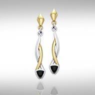 Black Magic Triangle Twist Silver & Gold Earrings MER400 Earrings