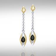 Black Magic Silver & Gold Earrings MER405 Earrings