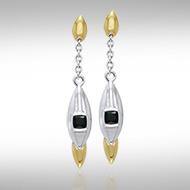 Black Magic Silver & Gold Pendant Earrings MER409 Earrings